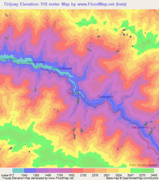Tirijuay,Peru Elevation Map