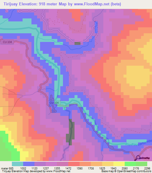 Tirijuay,Peru Elevation Map