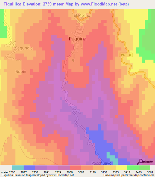 Tiquillica,Peru Elevation Map