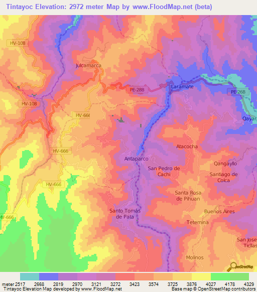 Tintayoc,Peru Elevation Map