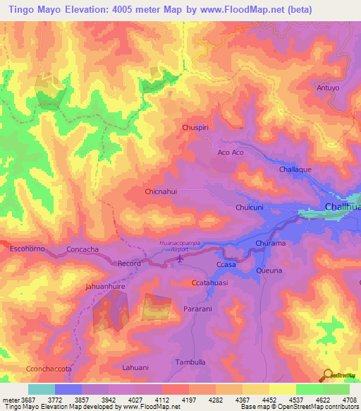 Tingo Mayo,Peru Elevation Map