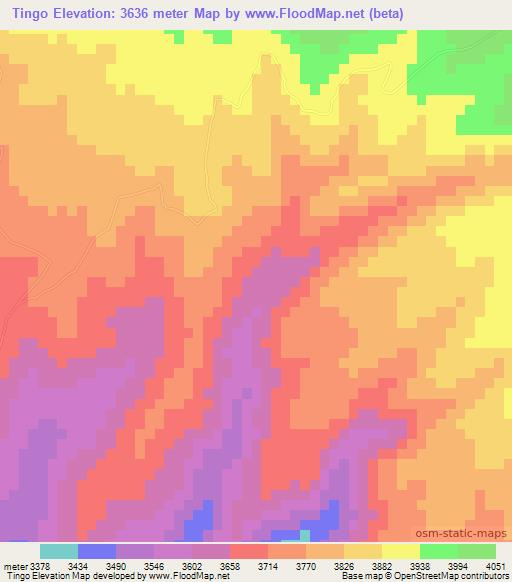 Tingo,Peru Elevation Map