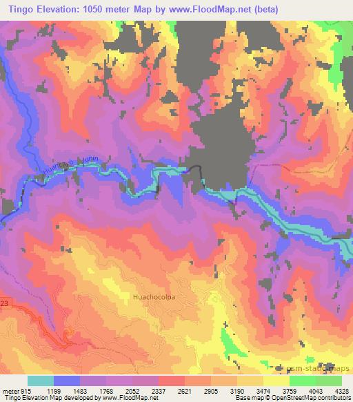 Tingo,Peru Elevation Map
