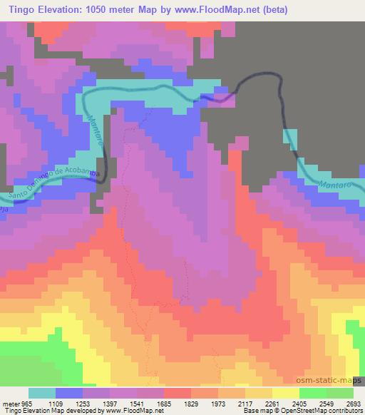Tingo,Peru Elevation Map