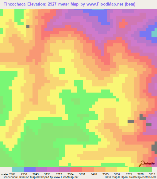 Tincochaca,Peru Elevation Map