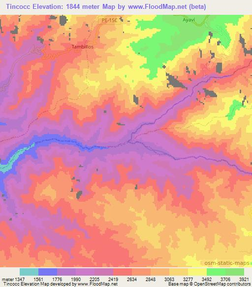 Tincocc,Peru Elevation Map