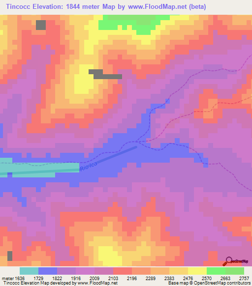 Tincocc,Peru Elevation Map