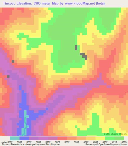 Tincocc,Peru Elevation Map