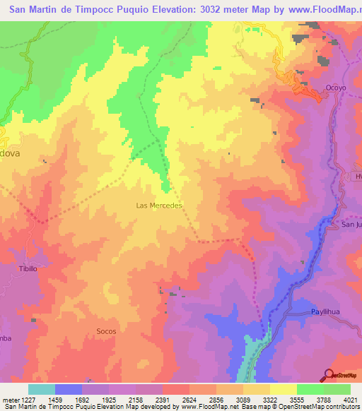 San Martin de Timpocc Puquio,Peru Elevation Map