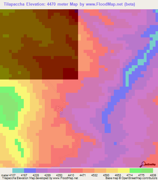 Tilapaccha,Peru Elevation Map