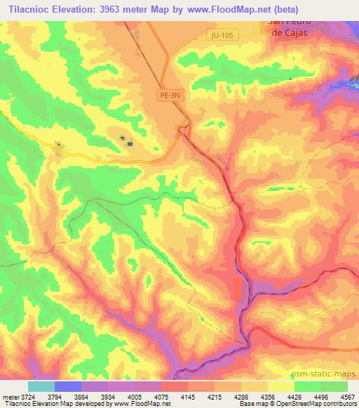 Tilacnioc,Peru Elevation Map