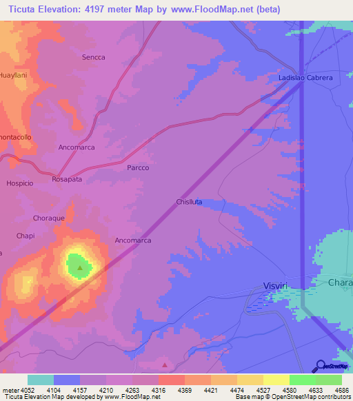 Ticuta,Peru Elevation Map