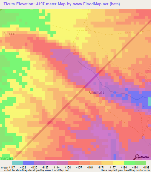 Ticuta,Peru Elevation Map