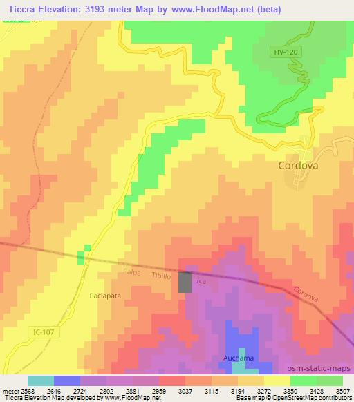 Ticcra,Peru Elevation Map