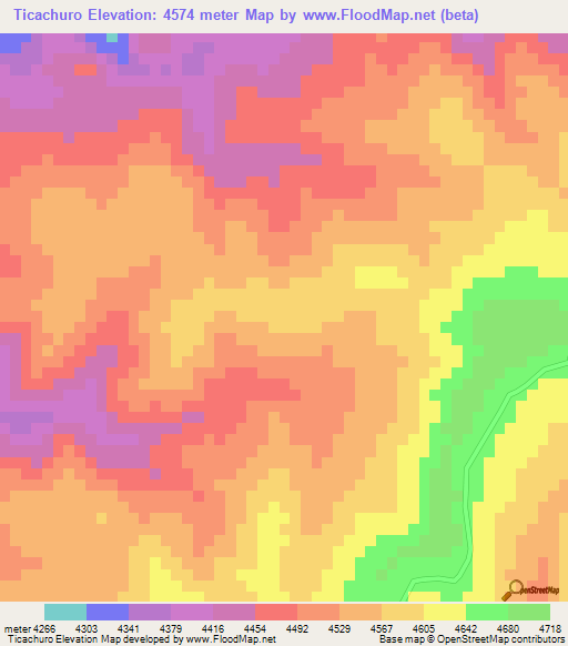 Ticachuro,Peru Elevation Map