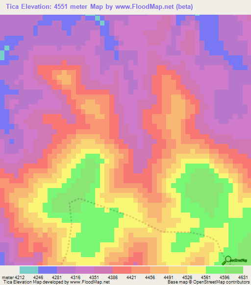 Tica,Peru Elevation Map