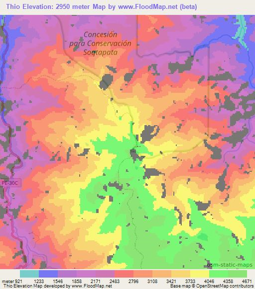 Thio,Peru Elevation Map