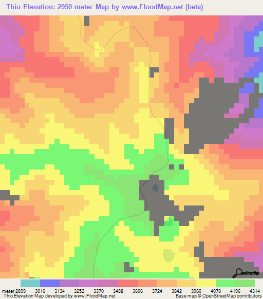 Thio,Peru Elevation Map