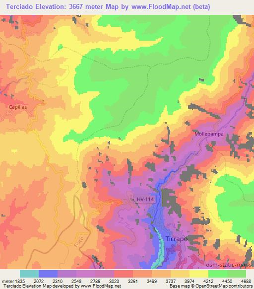 Terciado,Peru Elevation Map