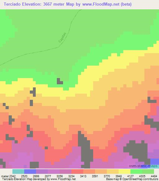 Terciado,Peru Elevation Map
