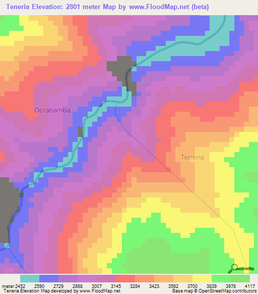 Teneria,Peru Elevation Map