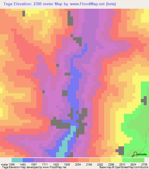Tega,Peru Elevation Map