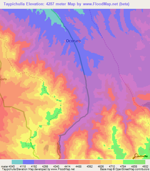 Taypichulla,Peru Elevation Map