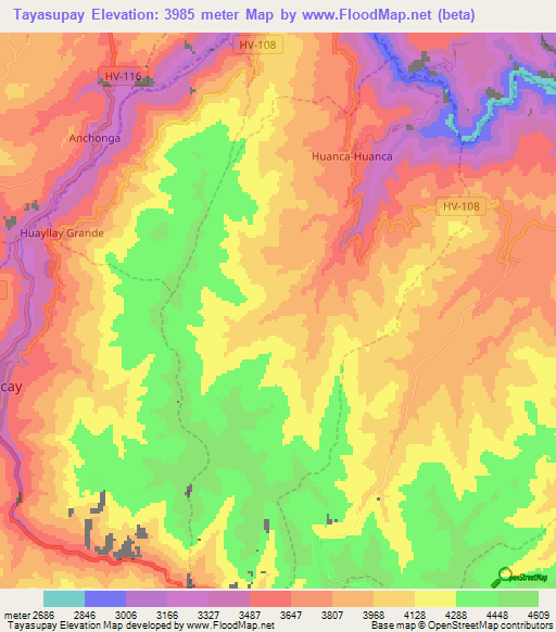 Tayasupay,Peru Elevation Map