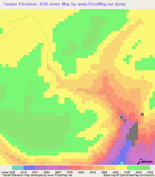 Tastani,Peru Elevation Map