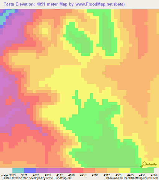 Tasta,Peru Elevation Map