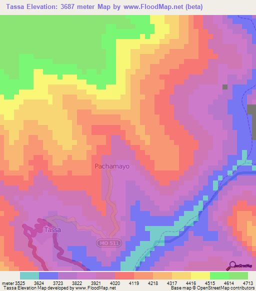 Tassa,Peru Elevation Map