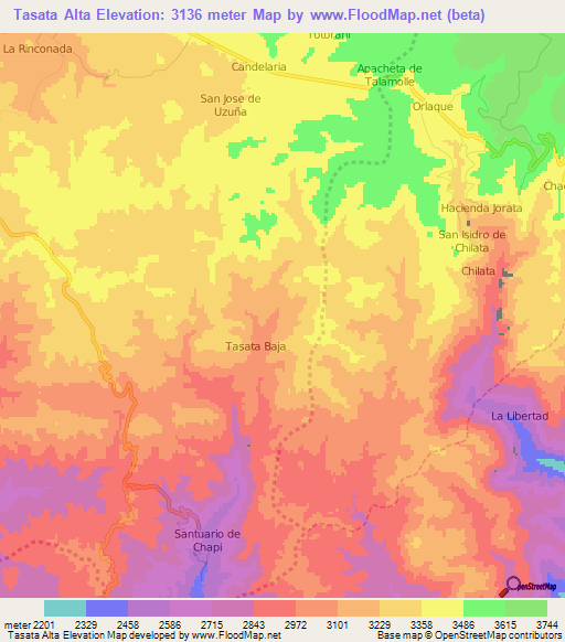 Tasata Alta,Peru Elevation Map