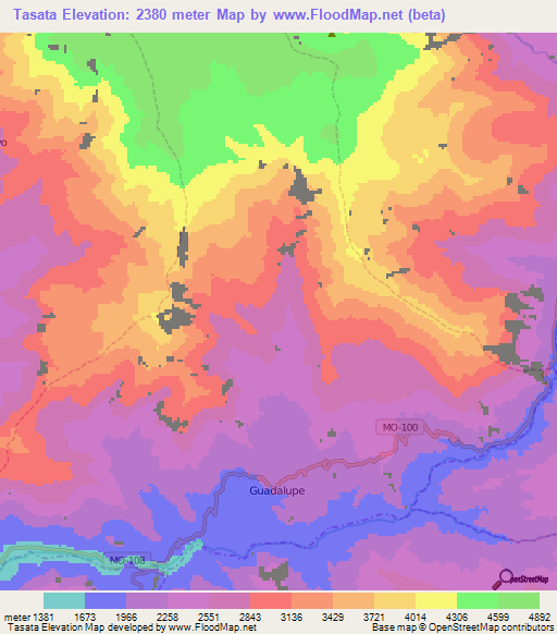 Tasata,Peru Elevation Map