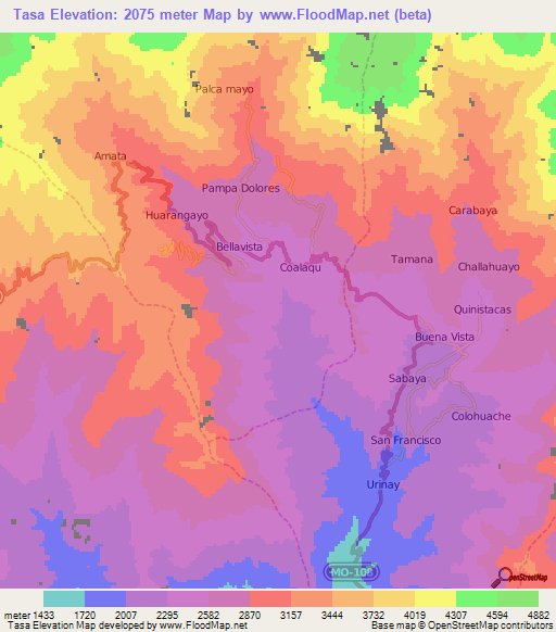 Tasa,Peru Elevation Map