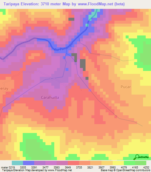 Taripaya,Peru Elevation Map