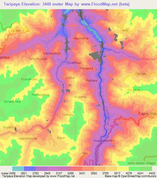 Taripaya,Peru Elevation Map
