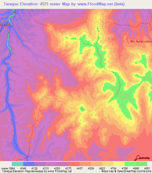 Taraque,Peru Elevation Map