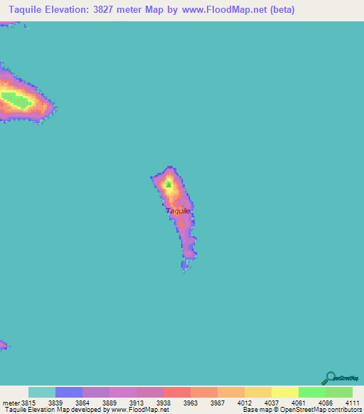 Taquile,Peru Elevation Map