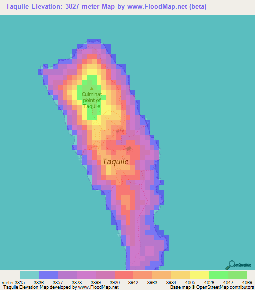Taquile,Peru Elevation Map