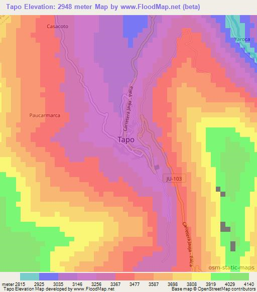 Tapo,Peru Elevation Map
