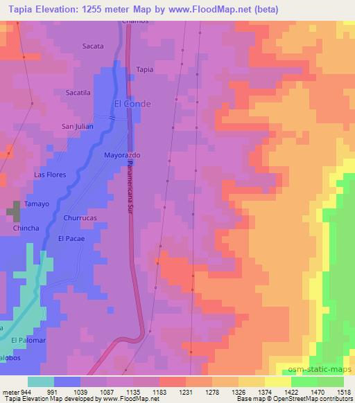 Tapia,Peru Elevation Map