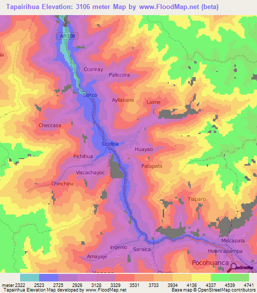 Tapairihua,Peru Elevation Map