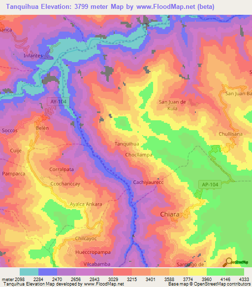 Tanquihua,Peru Elevation Map