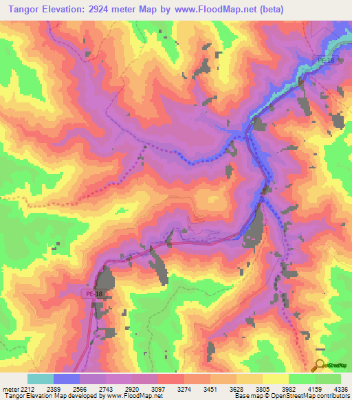 Tangor,Peru Elevation Map
