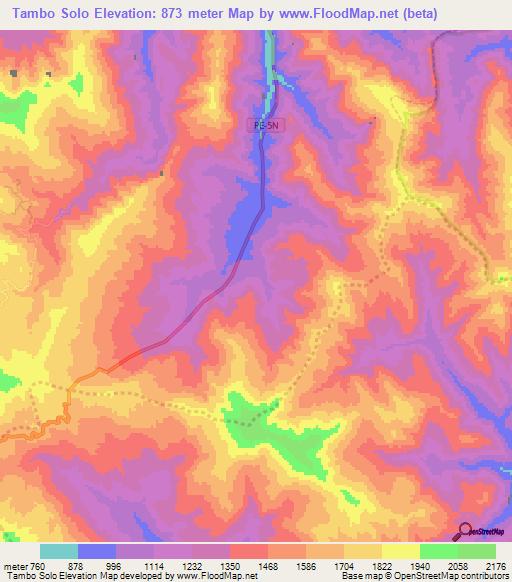 Tambo Solo,Peru Elevation Map