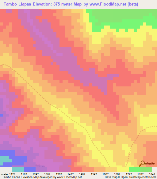 Tambo Llapas,Peru Elevation Map