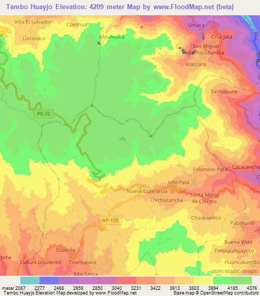 Tambo Huayjo,Peru Elevation Map