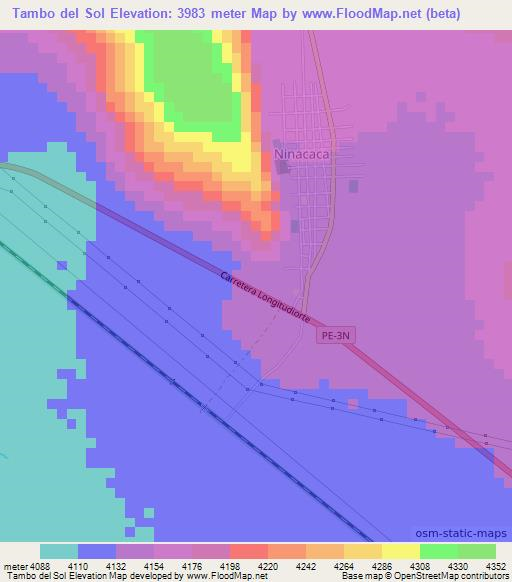 Tambo del Sol,Peru Elevation Map