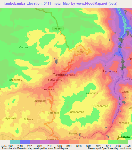Tambobamba,Peru Elevation Map