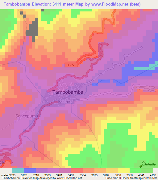Tambobamba,Peru Elevation Map